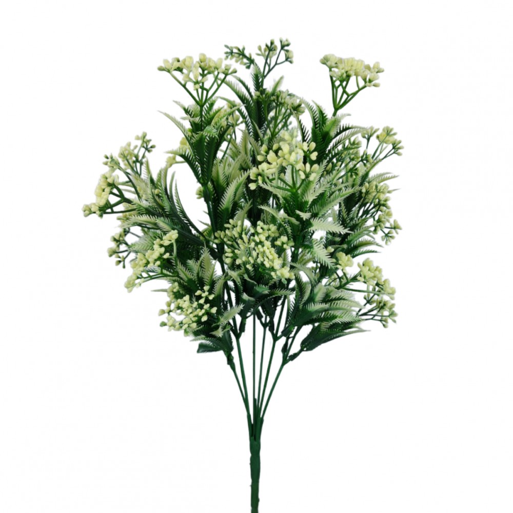 ARTIFICIAL GREENERY BOUQUET WITH FLOWER CREAM 33CM