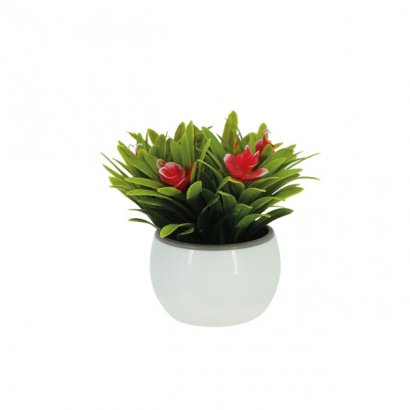 GREENERY IN FLOWER POT WITH RED FLOWER 13CM - 1