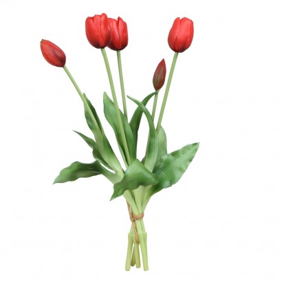 ARTIFICIAL TULIP BOUQUET REAL TOUCH RED 40CM - 1