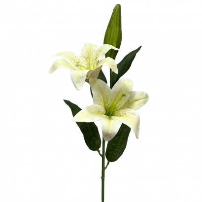 ARTIFICIAL LILY BRANCH REAL TOUCH CREAM 80CM - 1