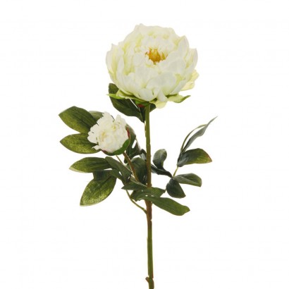 ARTIFICIAL PEONY BRANCH WHITE 66CM - 1