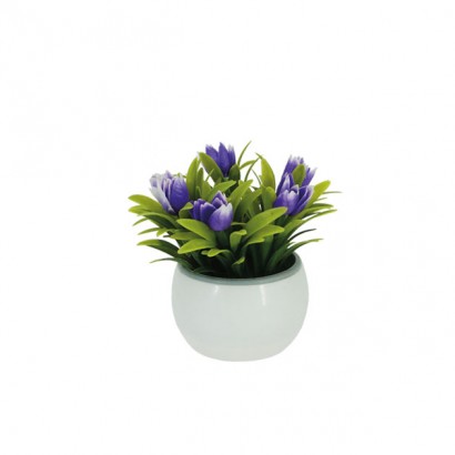 GREENERY IN FLOWER POT WITH LILAC TULIP 13CM - 1