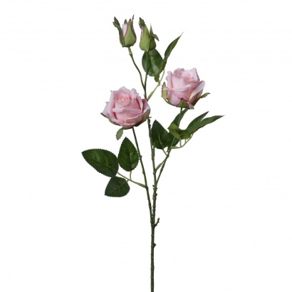 ARTIICIAL TRIPLE ROSE BRANCH PINK 56CM