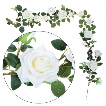 ARTIFICIAL ROSE GARLAND REAL TOUCH CREAM 180CM