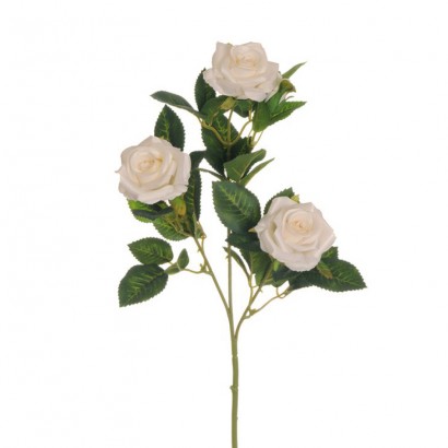 ARTIFICIAL TRIPLE ROSE BRANCH CREAM 69CM